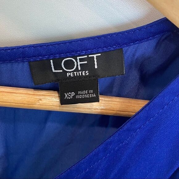 Loft V Neck Keyhole Back Silky Romper Royal Blue - Picture 7 of 10